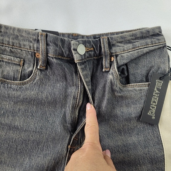 NWT Blank NYC The Cooper Women's Gray Jeans with Cream Stripes size 25 - Picture 3 of 14